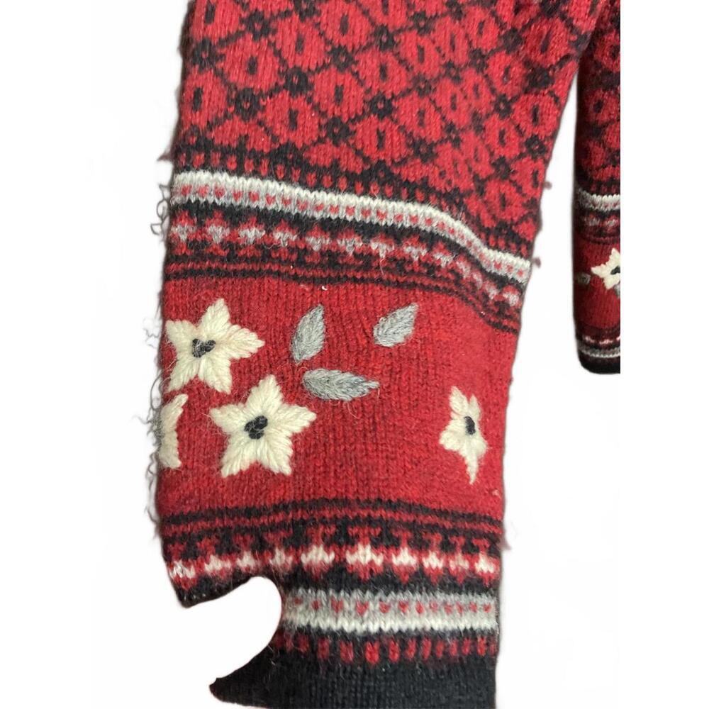 Woolrich Women's Red/Burgundy Embroidered Wool Cardigan Sweater XL - Picture 7 of 9